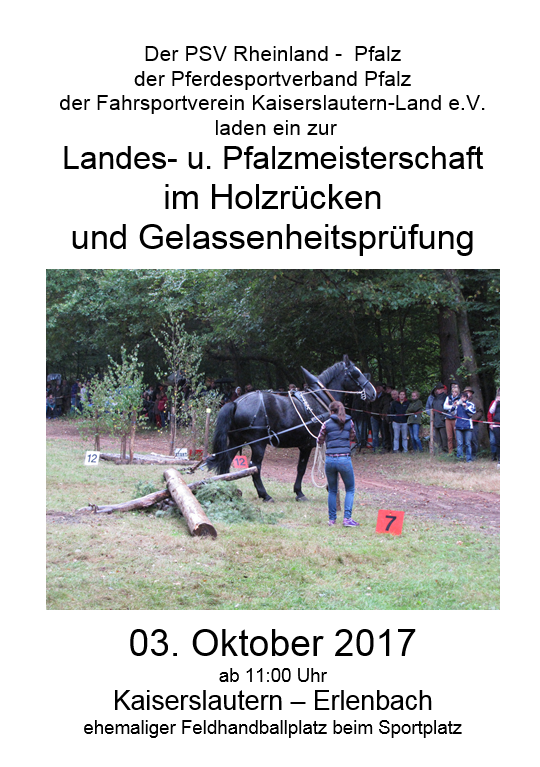 Landesmeisterschaft Holzrücken - neuer Termin 03. Oktober!