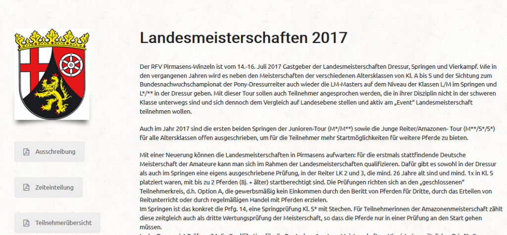 Landesmeisterschaft Pirmasens - Zeiteinteilung und Teilnehmer online