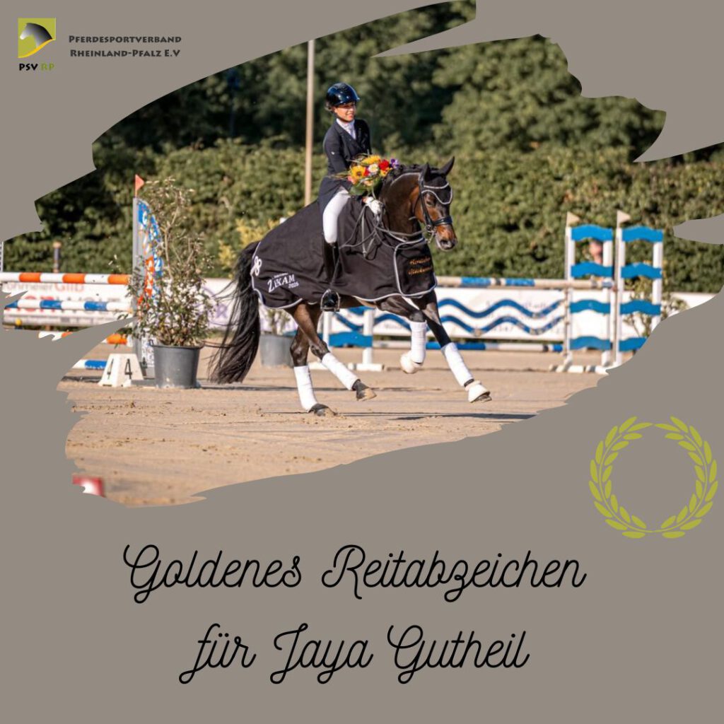Goldenes Reitabzeichen für Jaya Gutheil